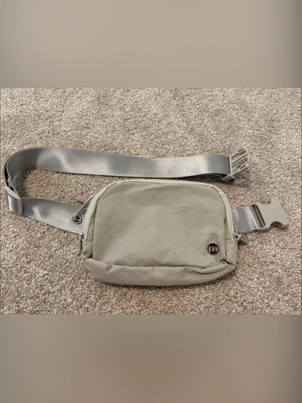 Neutral Gray/Beige Women's Crossbody Bag with Adjustable Silver Strap